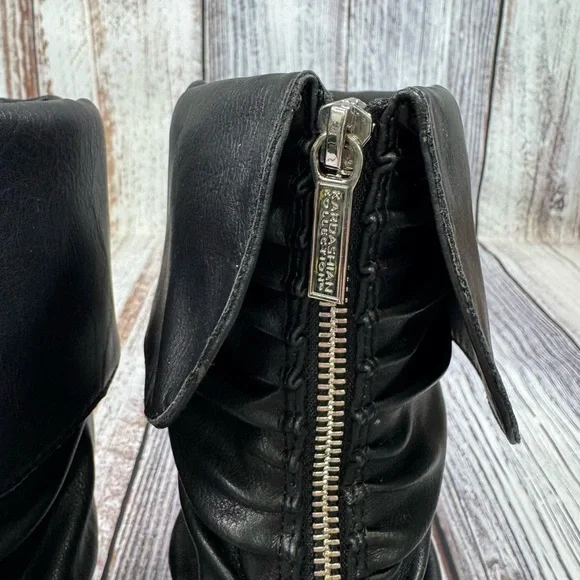 NWOT Kardashian Kollection Black Cuffed Heeled Boots with Zippered Design Size 9 - Picture 5 of 12